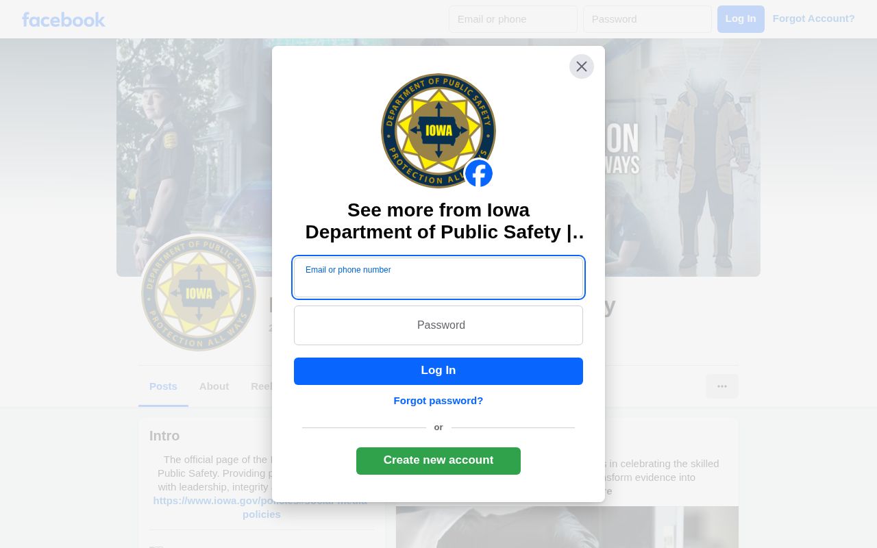 Iowa DPS official social page used for supplementary State Patrol public-safety updates